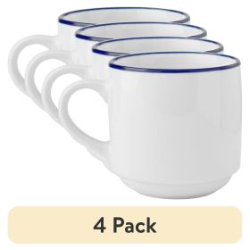 (4 pack) Blue Rim Stoneware Mug