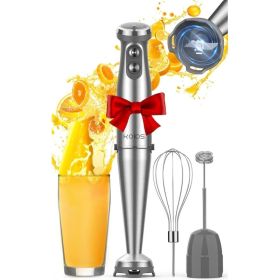 KOIOS Immersion Blender, 1000W Anti-scratch 3-in-1 Hand Blender, Upgraded 12 Speed Stainless Steel Blade Stick Blender With Turbo Mode, Whisk And (Option: Silver)
